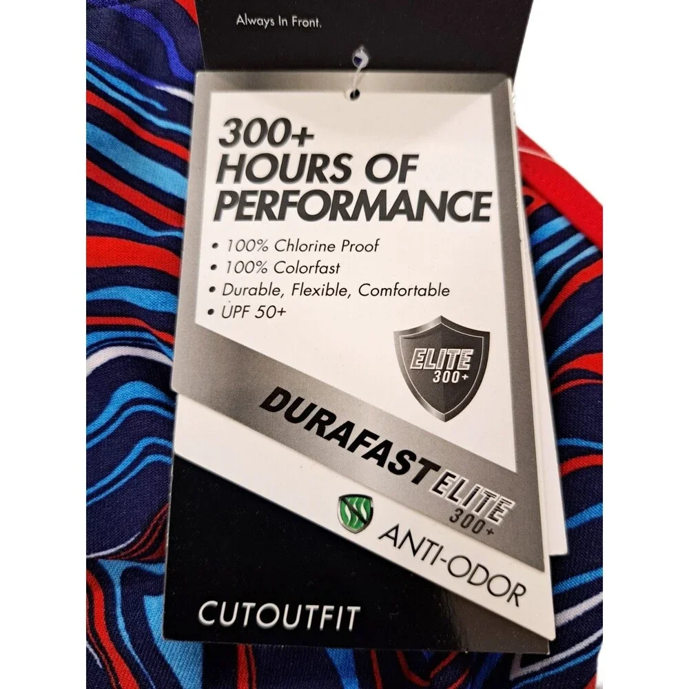 TYR Heatwave Cutoutfit One-pc Swimsuit Blue Red THW7A Size 26 | Girls Size 10/12